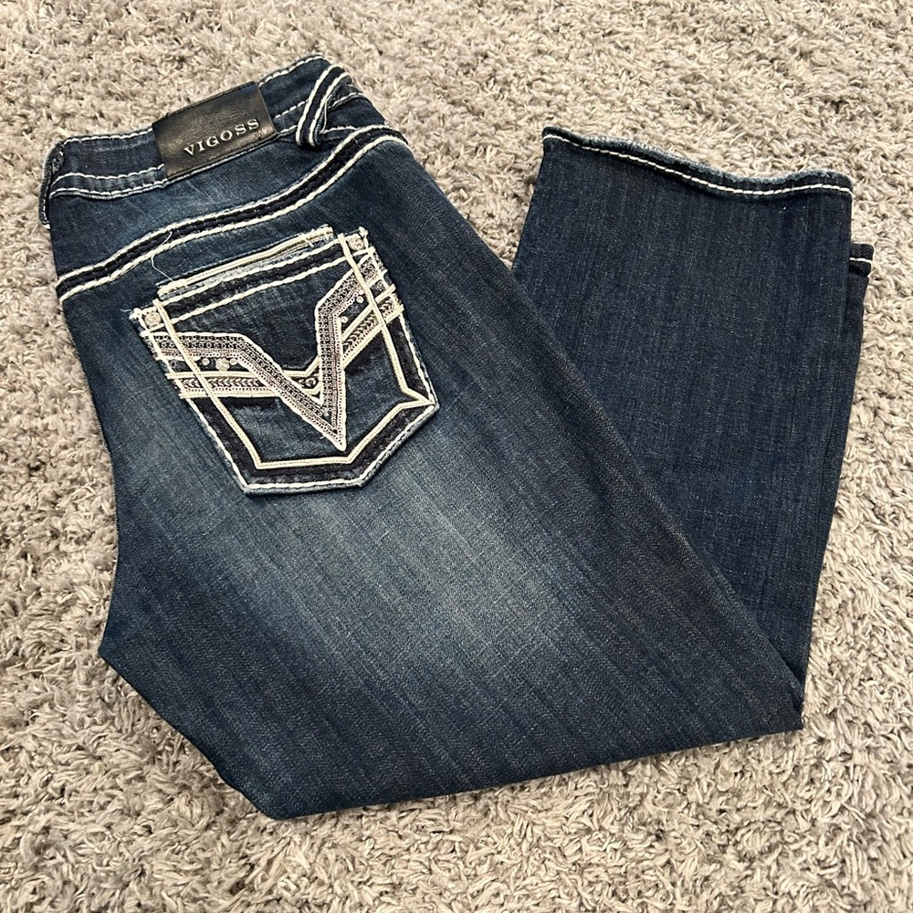 Vigoss Dark Blue Capri Jeans with Stitch Detail